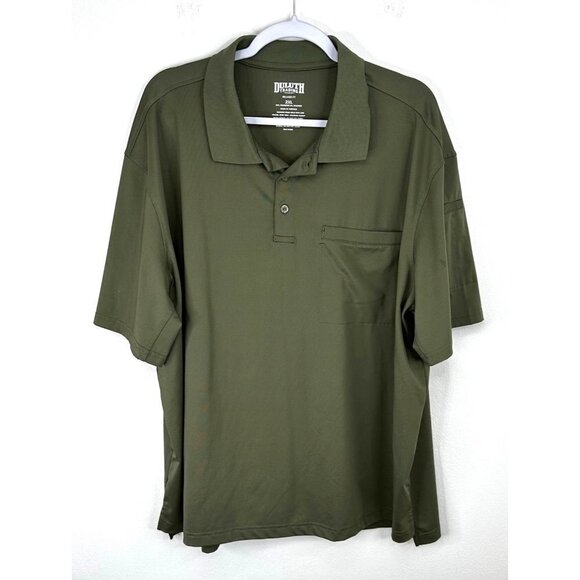Duluth Trading Men's Knuckledown Green Short Sleeve Polo with Pocket Size 2XL - Picture 1 of 7